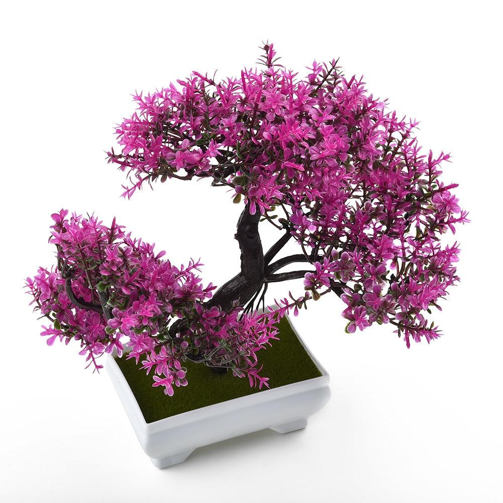 Faux Pot de Bonsaï Artificiel Simulation de Table Ornements pour Jardin Fête Hôtel Bureau Décor Arrangements de Fausses Fleurs pour la Décoration Intérieure
