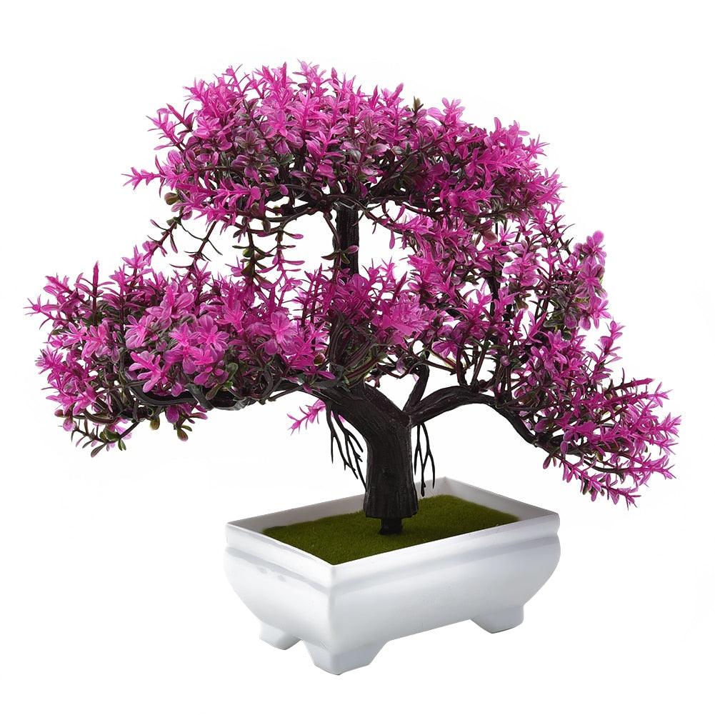 Faux Pot de Bonsaï Artificiel Simulation de Table Ornements pour Jardin Fête Hôtel Bureau Décor Arrangements de Fausses Fleurs pour la Décoration Intérieure