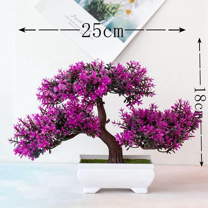 Faux Pot de Bonsaï Artificiel Simulation de Table Ornements pour Jardin Fête Hôtel Bureau Décor Arrangements de Fausses Fleurs pour la Décoration Intérieure