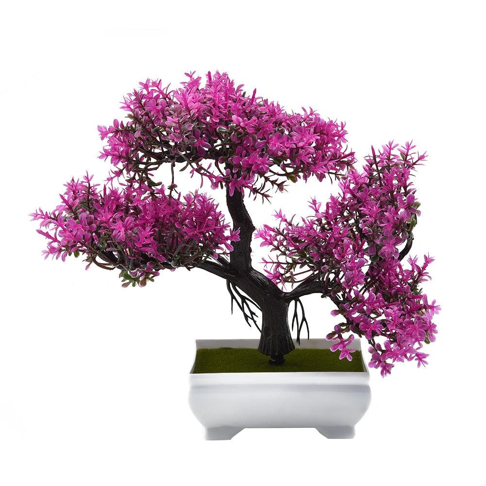 Faux Pot de Bonsaï Artificiel Simulation de Table Ornements pour Jardin Fête Hôtel Bureau Décor Arrangements de Fausses Fleurs pour la Décoration Intérieure