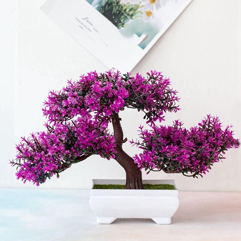 Faux Pot de Bonsaï Artificiel Simulation de Table Ornements pour Jardin Fête Hôtel Bureau Décor Arrangements de Fausses Fleurs pour la Décoration Intérieure