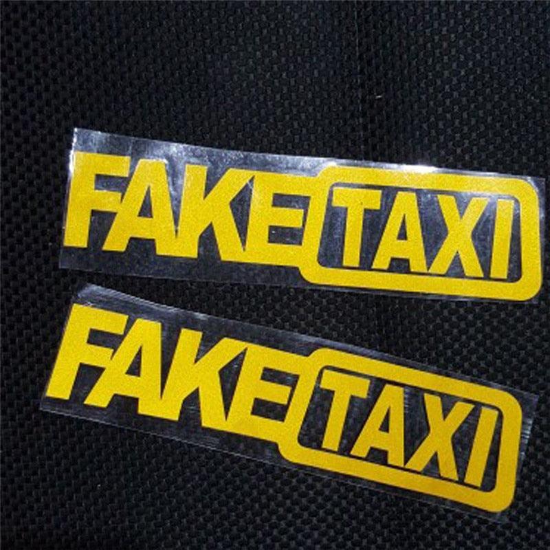 Autocollant drôle en vinyle pour pare-chocs de voiture FAKE TAXI Autocollant de voiture amusant FAKE TAXI Autocollant Faux Taxi en vinyle auto-adhésif Universel Voiture Faux Taxi Autocollant réfléchissant pour vitre de véhicule Accessoires automobiles