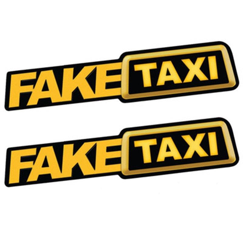 Autocollant drôle en vinyle pour pare-chocs de voiture FAKE TAXI Autocollant de voiture amusant FAKE TAXI Autocollant Faux Taxi en vinyle auto-adhésif Universel Voiture Faux Taxi Autocollant réfléchissant pour vitre de véhicule Accessoires automobiles