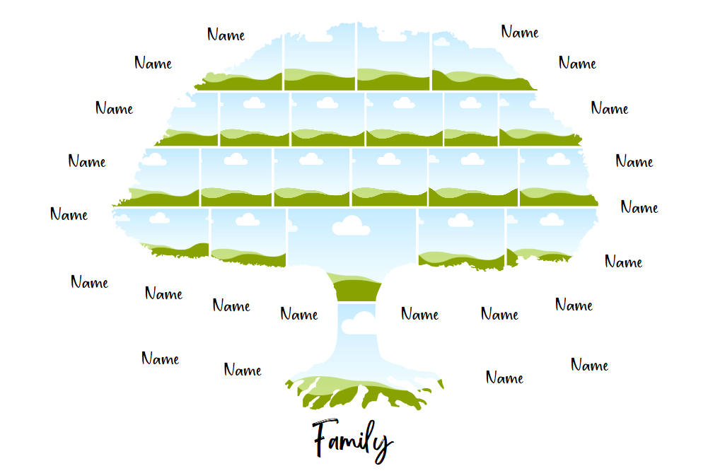 Family Tree Photo Collage Canva Template – Editable Ancestry Keepsake