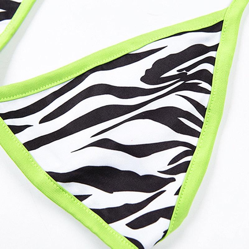 Ensemble bikini mode rayé, maillot de bain deux pièces, lacé, string, mini bikini, rembourré, triangle, maillots de bain respirants pour femmes pour l'été.