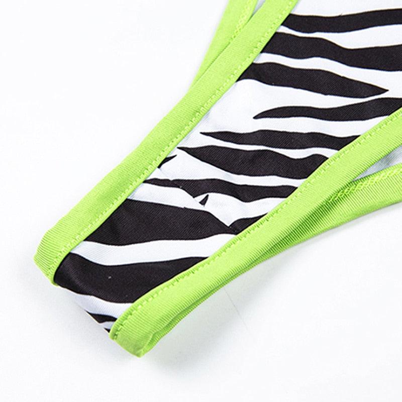Ensemble bikini mode rayé, maillot de bain deux pièces, lacé, string, mini bikini, rembourré, triangle, maillots de bain respirants pour femmes pour l'été.