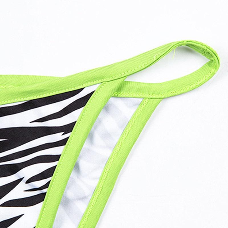 Ensemble bikini mode rayé, maillot de bain deux pièces, lacé, string, mini bikini, rembourré, triangle, maillots de bain respirants pour femmes pour l'été.