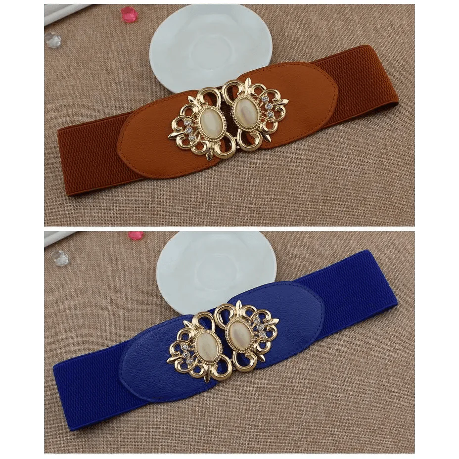 Ceinture décorative de robe de soirée élégante pour femmes, avec taille élastique noire à la mode