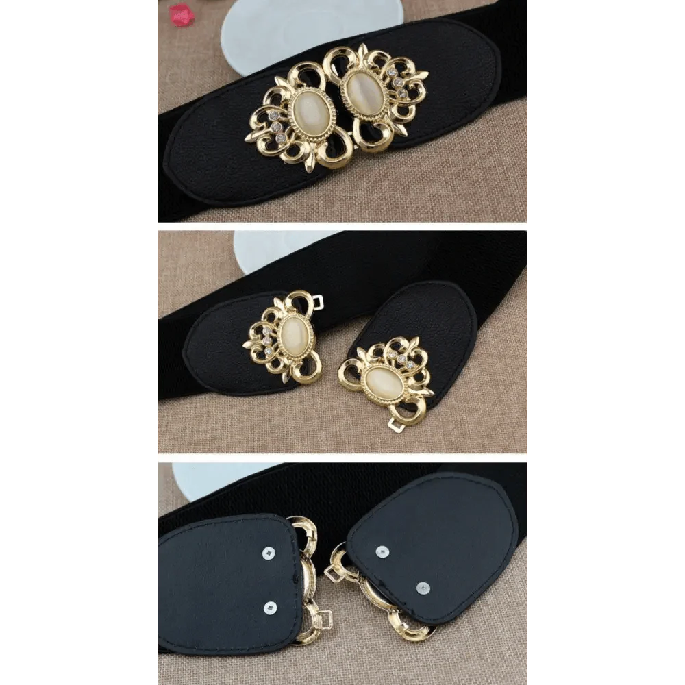 Ceinture décorative de robe de soirée élégante pour femmes, avec taille élastique noire à la mode