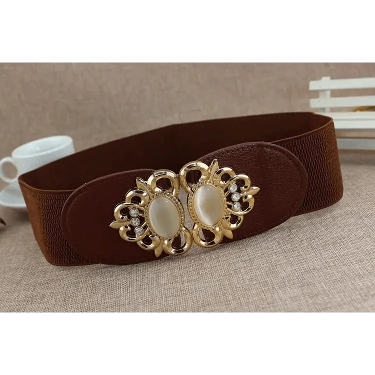 Ceinture décorative de robe de soirée élégante pour femmes, avec taille élastique noire à la mode