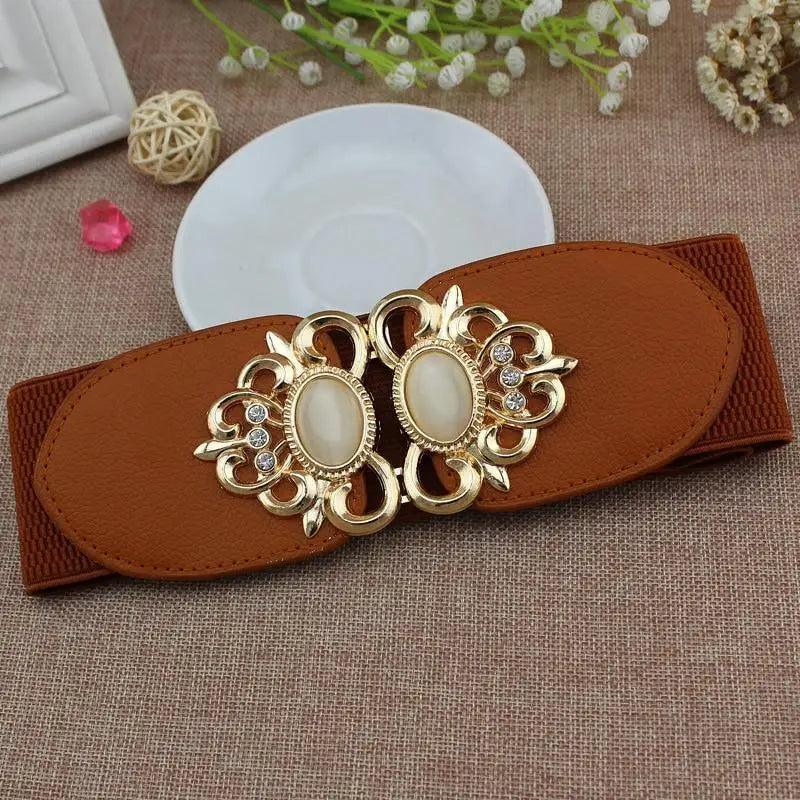 Ceinture décorative de robe de soirée élégante pour femmes, avec taille élastique noire à la mode