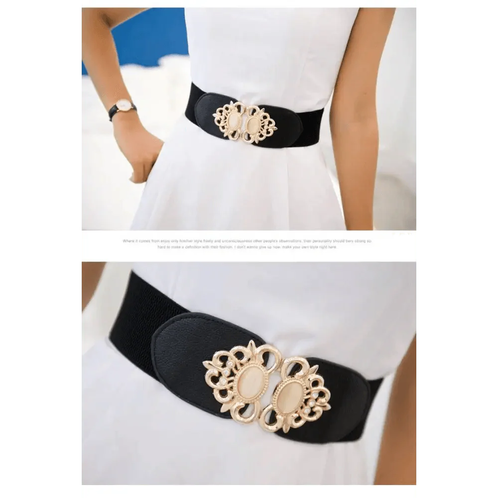Ceinture décorative de robe de soirée élégante pour femmes, avec taille élastique noire à la mode