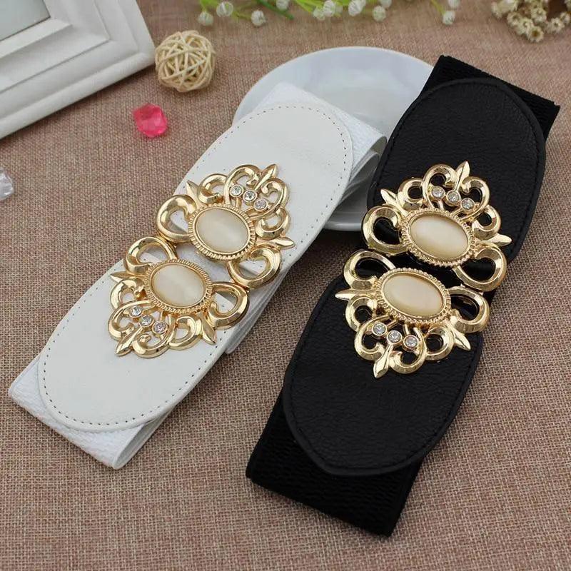 Ceinture décorative de robe de soirée élégante pour femmes, avec taille élastique noire à la mode