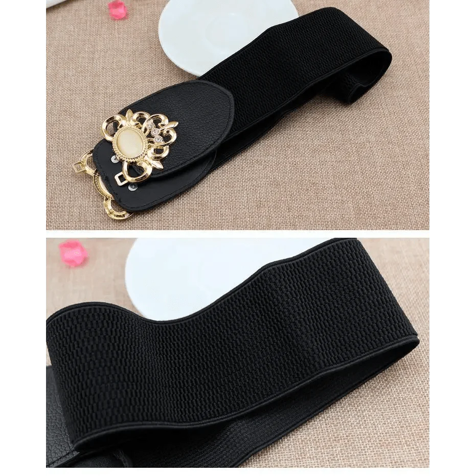Ceinture décorative de robe de soirée élégante pour femmes, avec taille élastique noire à la mode