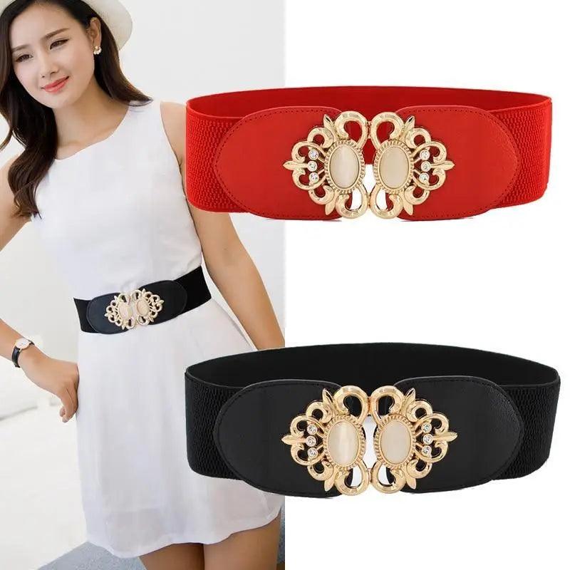 Ceinture décorative de robe de soirée élégante pour femmes, avec taille élastique noire à la mode