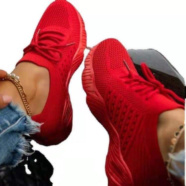 Baskets Compensées Respirantes en Dentelle pour Femmes Chaussures d'Été Plates en Maille Chaussures de Sport pour Femmes Chaussures de Course Baskets de Marche pour Femmes Chaussures de Tennis Légères à Lacets
