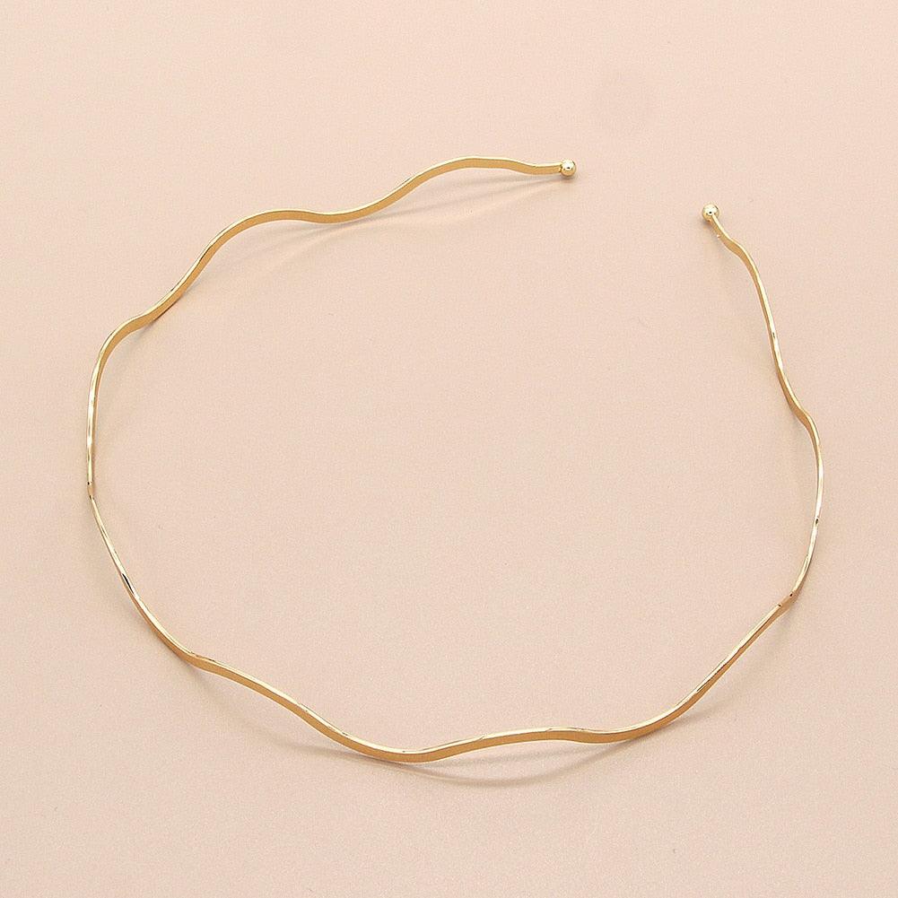 Serre-tête ondulé métallique chic et invisible pour femme et fille, bandeau fin doré, accessoire de coiffure polyvalent, outil de coiffure magnifique pour femme