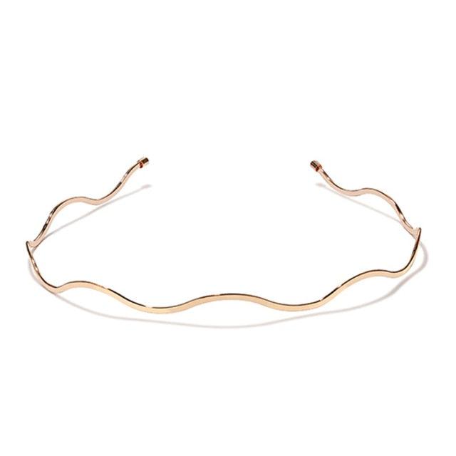 Serre-tête ondulé métallique chic et invisible pour femme et fille, bandeau fin doré, accessoire de coiffure polyvalent, outil de coiffure magnifique pour femme