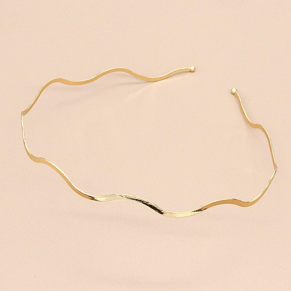 Serre-tête ondulé métallique chic et invisible pour femme et fille, bandeau fin doré, accessoire de coiffure polyvalent, outil de coiffure magnifique pour femme
