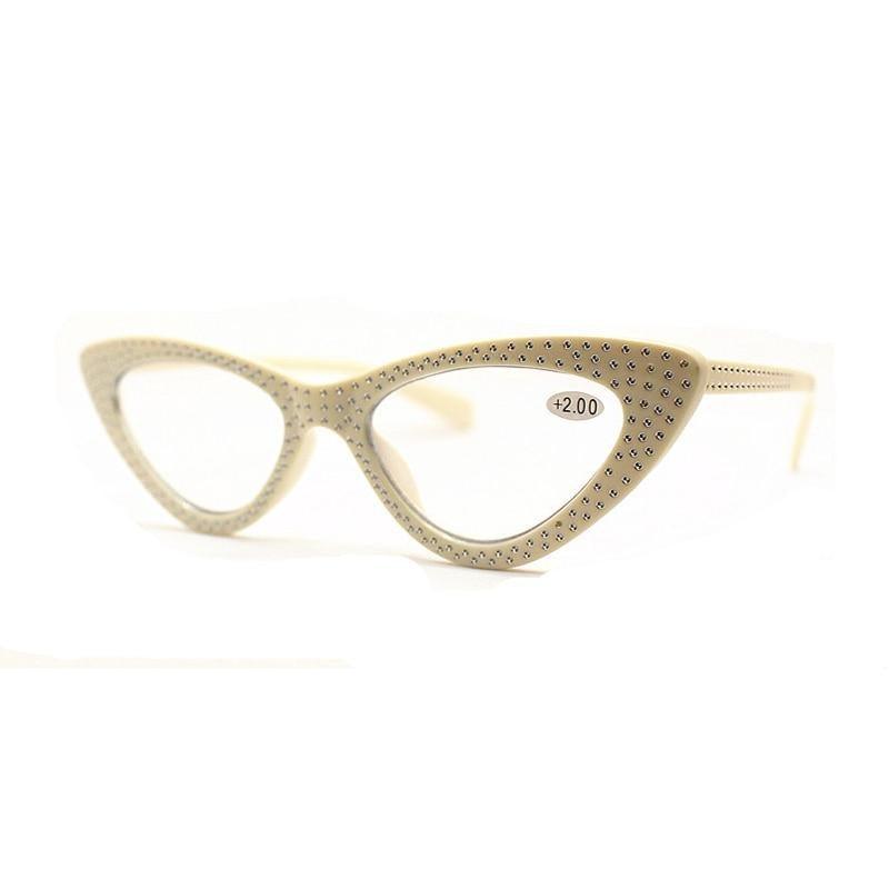 Lunettes de lecture classiques œil de chat pour la mode Protection des yeux Lunettes d'ordinateur et monture sans ordonnance pour hommes et femmes Lunettes légères avec diamants pour la presbytie monture optique femme