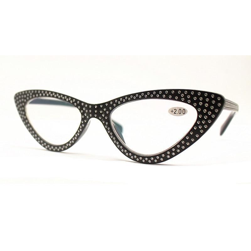 Lunettes de lecture classiques œil de chat pour la mode Protection des yeux Lunettes d'ordinateur et monture sans ordonnance pour hommes et femmes Lunettes légères avec diamants pour la presbytie monture optique femme