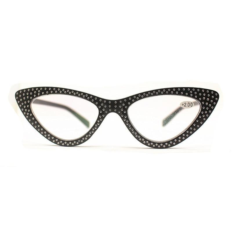 Lunettes de lecture classiques œil de chat pour la mode Protection des yeux Lunettes d'ordinateur et monture sans ordonnance pour hommes et femmes Lunettes légères avec diamants pour la presbytie monture optique femme