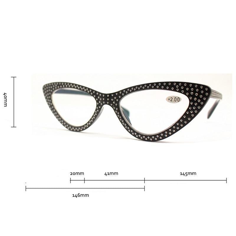 Lunettes de lecture classiques œil de chat pour la mode Protection des yeux Lunettes d'ordinateur et monture sans ordonnance pour hommes et femmes Lunettes légères avec diamants pour la presbytie monture optique femme