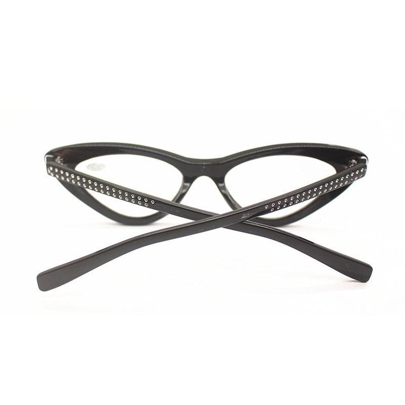 Lunettes de lecture classiques œil de chat pour la mode Protection des yeux Lunettes d'ordinateur et monture sans ordonnance pour hommes et femmes Lunettes légères avec diamants pour la presbytie monture optique femme