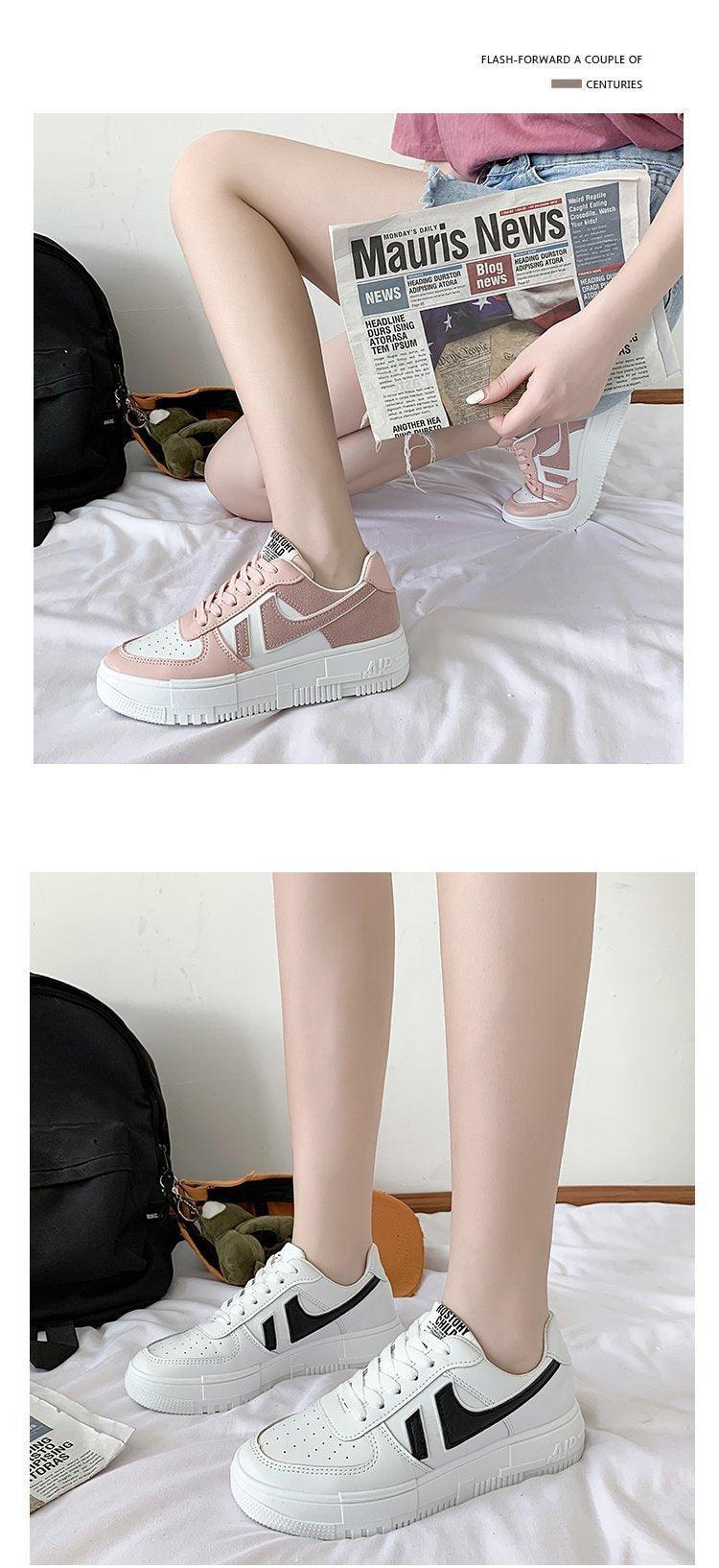 Chaussures plates pour femmes, baskets décontractées, respirantes, vulcanisées, à lacets, confortables pour la marche, blanches, à bout rond, à plateforme, décontractées, sportives, mignonnes, pour la mode et l'école