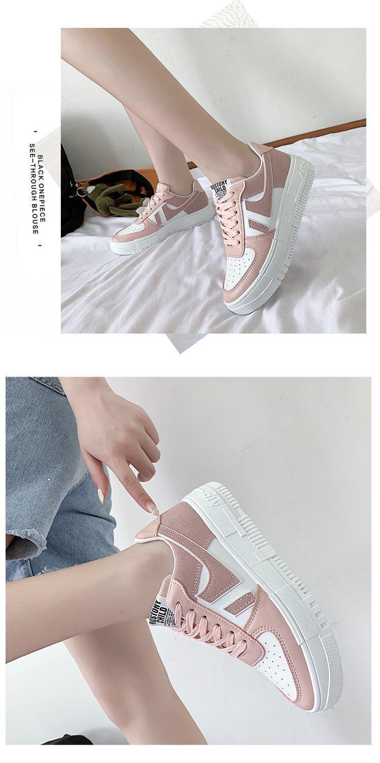 Chaussures plates pour femmes, baskets décontractées, respirantes, vulcanisées, à lacets, confortables pour la marche, blanches, à bout rond, à plateforme, décontractées, sportives, mignonnes, pour la mode et l'école