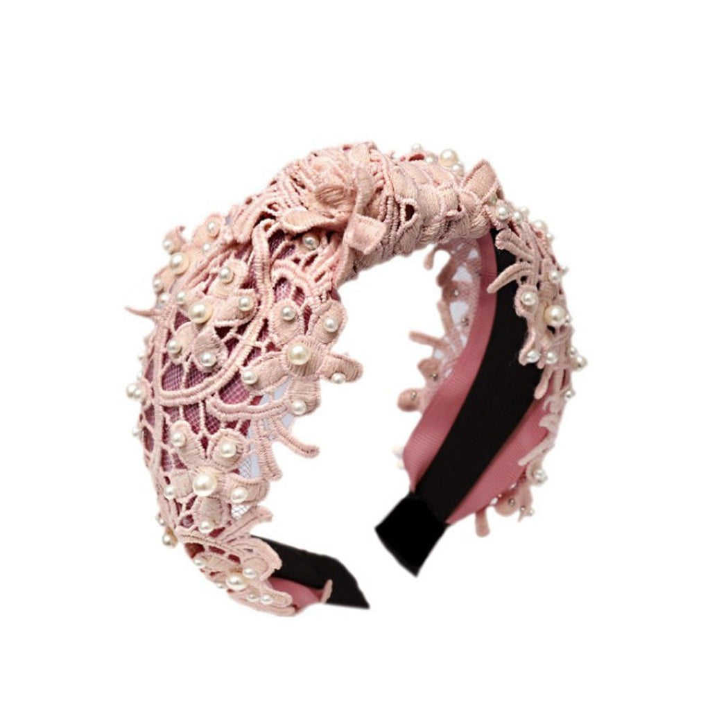 Serre-tête Perles pour Filles, Blanc, Noir, Dentelle, Bandeau, Perles Artificielles, Cercle à Cheveux, Nœud Central, Accessoires Capillaires Magnifiques pour Femmes
