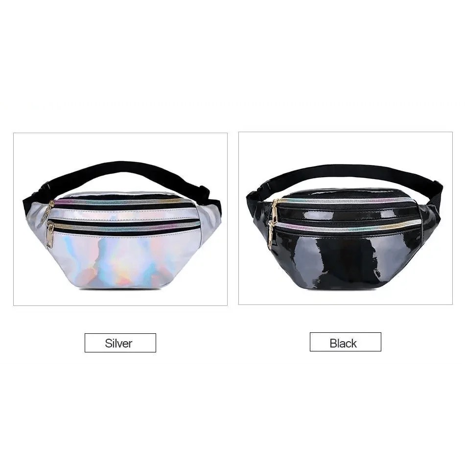 Sacs banane holographiques pour femmes, sac banane moderne, sac ceinture réglable, sac de poitrine pour téléphone portable, design excellent