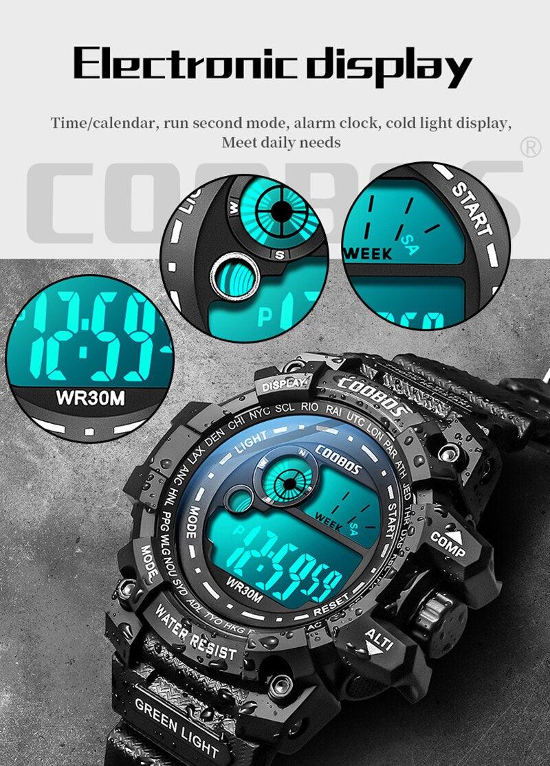 Montres lumineuses pour enfants à la mode pour garçons, étanches, à bracelet en silicone, montres de sport à LED numériques, montres de sport pour enfants, montres numériques multifonctions étanches pour garçons