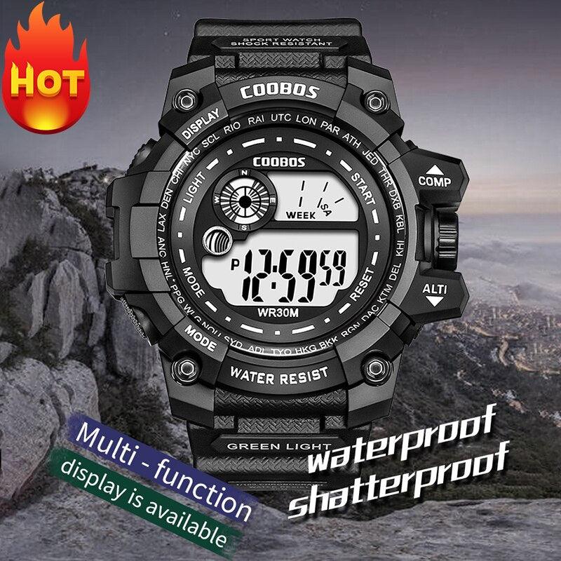 Montres lumineuses pour enfants à la mode pour garçons, étanches, à bracelet en silicone, montres de sport à LED numériques, montres de sport pour enfants, montres numériques multifonctions étanches pour garçons