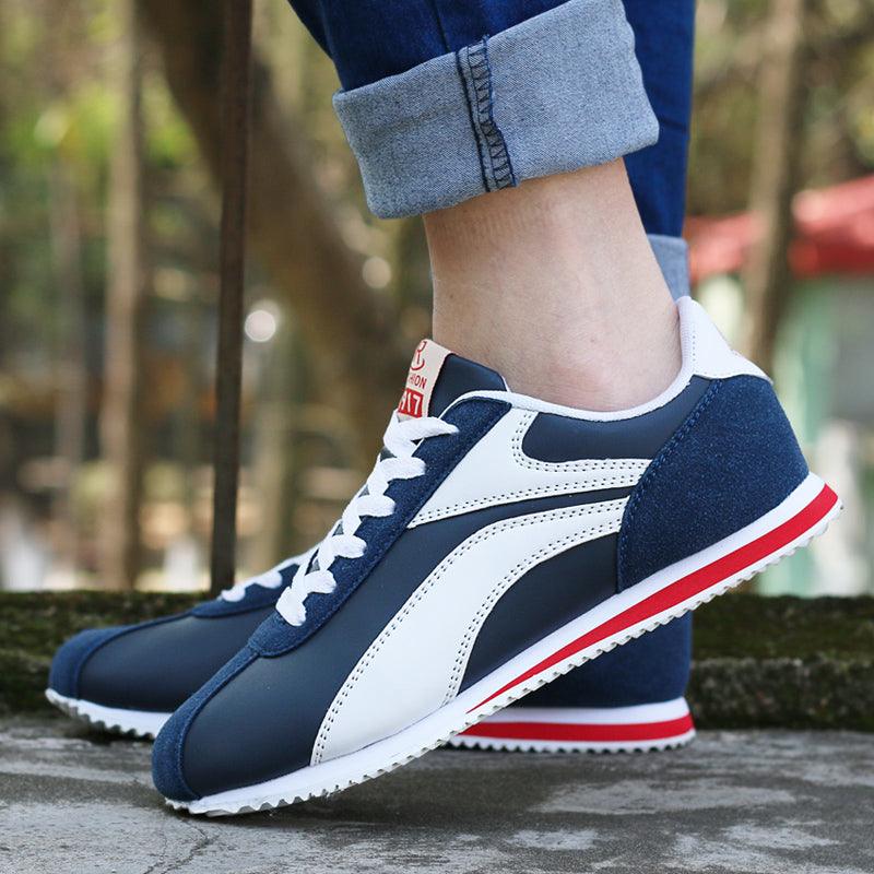 Baskets de sport respirantes pour homme, décontractées, pour la course, la marche, l'athlétisme, bleu et blanc, pour la gym, le tennis, à enfiler, pour la marche et l'extérieur.