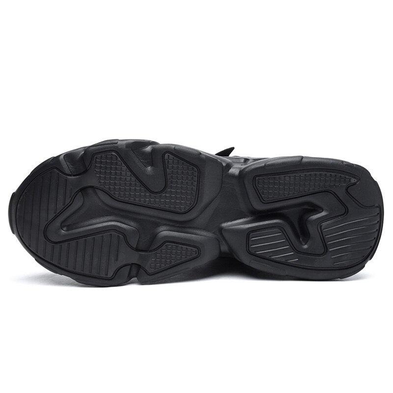 Chaussures de sport blanches pour hommes, tendance décontractée confortable, baskets épaisses noires pour hommes, design été blanc, baskets de tennis de course en plein air, mode sport, baskets décontractées confortables pour hommes.