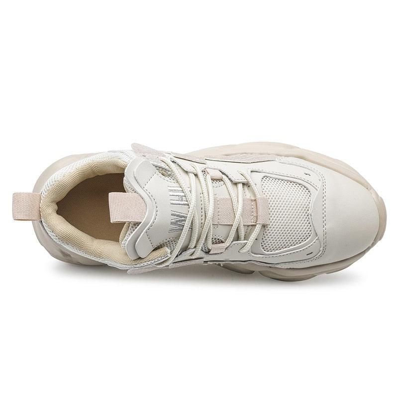 Chaussures de sport blanches pour hommes, tendance décontractée confortable, baskets épaisses noires pour hommes, design été blanc, baskets de tennis de course en plein air, mode sport, baskets décontractées confortables pour hommes.