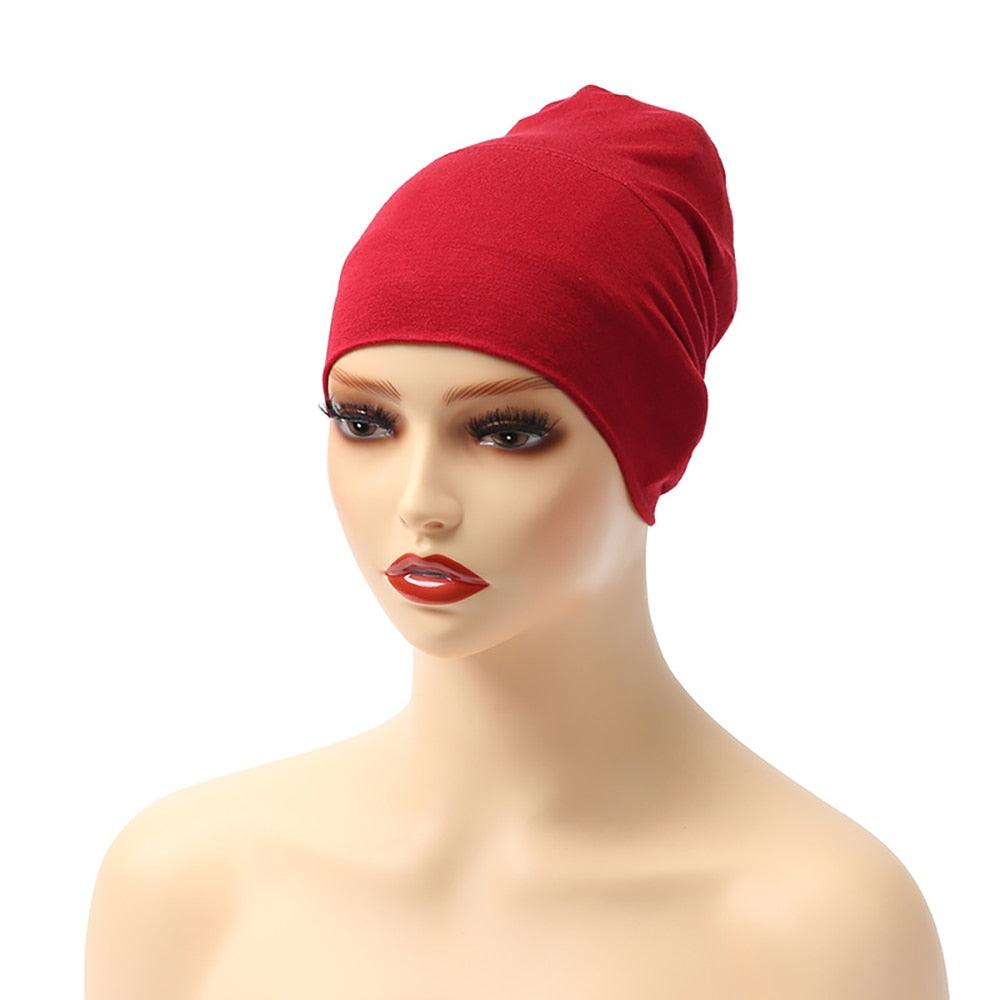 Écharpe sous hijab Modal Mode Bandeau Turban Bonnet en coton avec bande Casquette intérieure ajustable Hijab Turban Musulman Pour Femmes