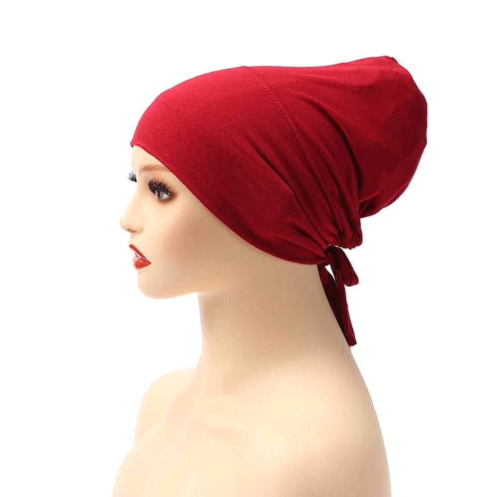 Écharpe sous hijab Modal Mode Bandeau Turban Bonnet en coton avec bande Casquette intérieure ajustable Hijab Turban Musulman Pour Femmes