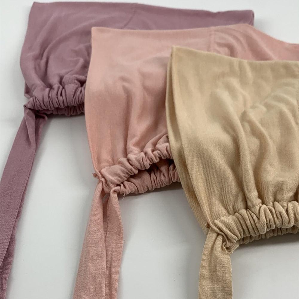 Écharpe sous hijab Modal Mode Bandeau Turban Bonnet en coton avec bande Casquette intérieure ajustable Hijab Turban Musulman Pour Femmes