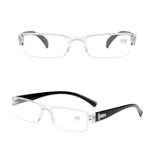 Lunettes de Lecture Tendance Hommes Femmes Lentille Claire Demi-Monture Presbyte Pour Lecteur Lunettes de Lecture Pour Ordinateur Pour Femmes et Hommes Monture de Lunettes Rectangulaire Tendance