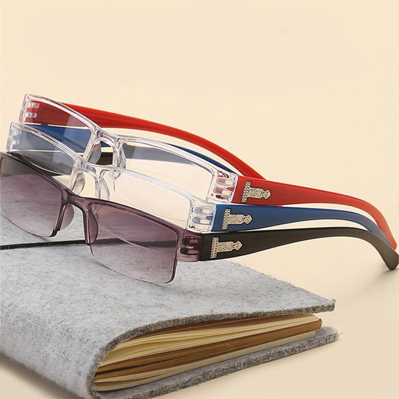 Lunettes de Lecture Tendance Hommes Femmes Lentille Claire Demi-Monture Presbyte Pour Lecteur Lunettes de Lecture Pour Ordinateur Pour Femmes et Hommes Monture de Lunettes Rectangulaire Tendance
