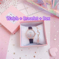 Ensemble Montre Bracelet en Cuir Cadran Chat Mignon Montre Quartz Enfant Montre Couple Coffret Cadeau Saint-Valentin Amoureux Romantiques Montre Homme Femme Bracelet en Cuir