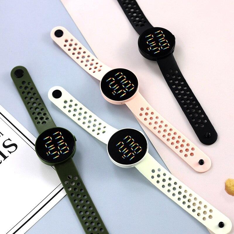Montre En Silicone Tendance Pour Enfants, Montre-Bracelet Électronique De Sport À Écran Tactile LED, Montre De Sport Numérique Ultra-Mince Pour Garçons Et Filles, Montre-Bracelet Tendance En Acier Inoxydable Pour Hommes Et Femmes