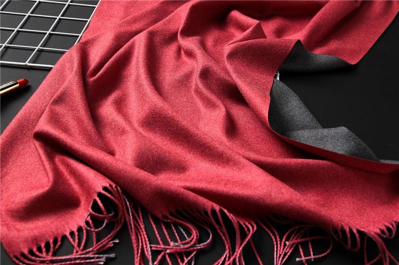 Écharpe d'hiver unie douce en cachemire léger, châle en cachemire, écharpe légère, châle, hijab, châle, écharpe élégante, couverture, bandana à pompons pour femme