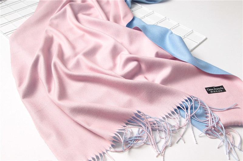 Écharpe d'hiver unie douce en cachemire léger, châle en cachemire, écharpe légère, châle, hijab, châle, écharpe élégante, couverture, bandana à pompons pour femme