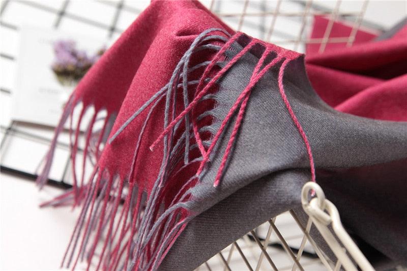 Écharpe d'hiver unie douce en cachemire léger, châle en cachemire, écharpe légère, châle, hijab, châle, écharpe élégante, couverture, bandana à pompons pour femme