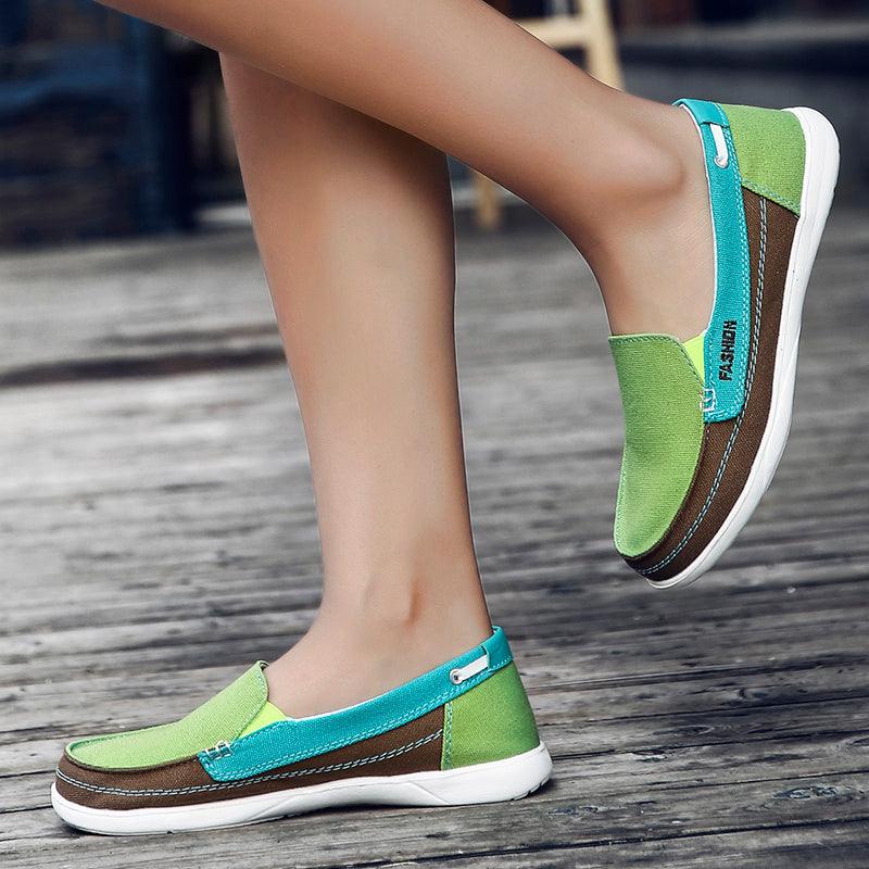 Chaussures plates pour femmes, nouvelles espadrilles décontractées en toile printemps-été, chaussures plates décontractées en maille respirante pour la course, chaussures plates confortables à enfiler pour femmes