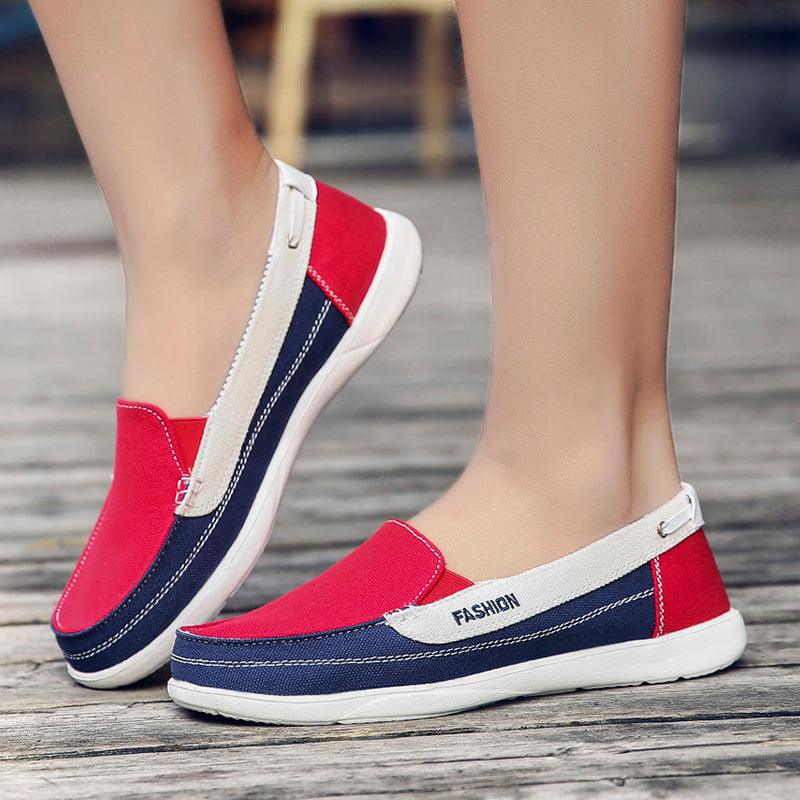 Chaussures plates pour femmes, nouvelles espadrilles décontractées en toile printemps-été, chaussures plates décontractées en maille respirante pour la course, chaussures plates confortables à enfiler pour femmes