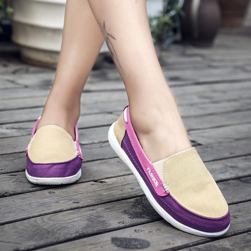 Chaussures plates pour femmes, nouvelles espadrilles décontractées en toile printemps-été, chaussures plates décontractées en maille respirante pour la course, chaussures plates confortables à enfiler pour femmes